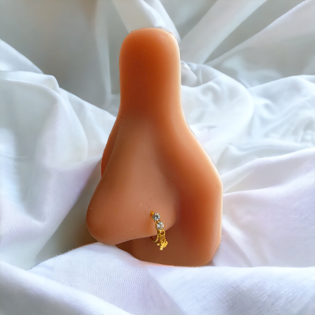 9ct Gold Love Hearts Nose Ring