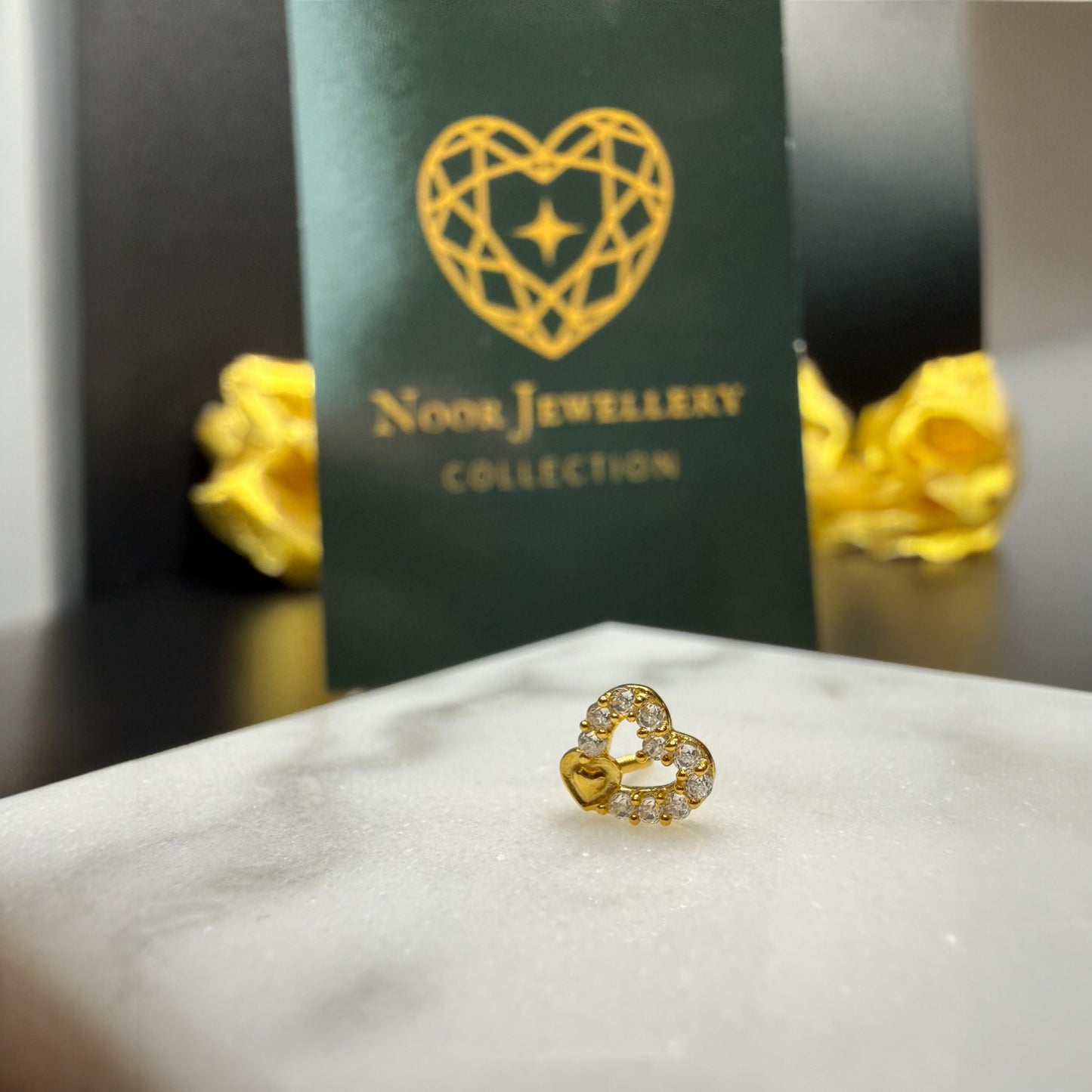 9ct Gold love Heart Nose Stud