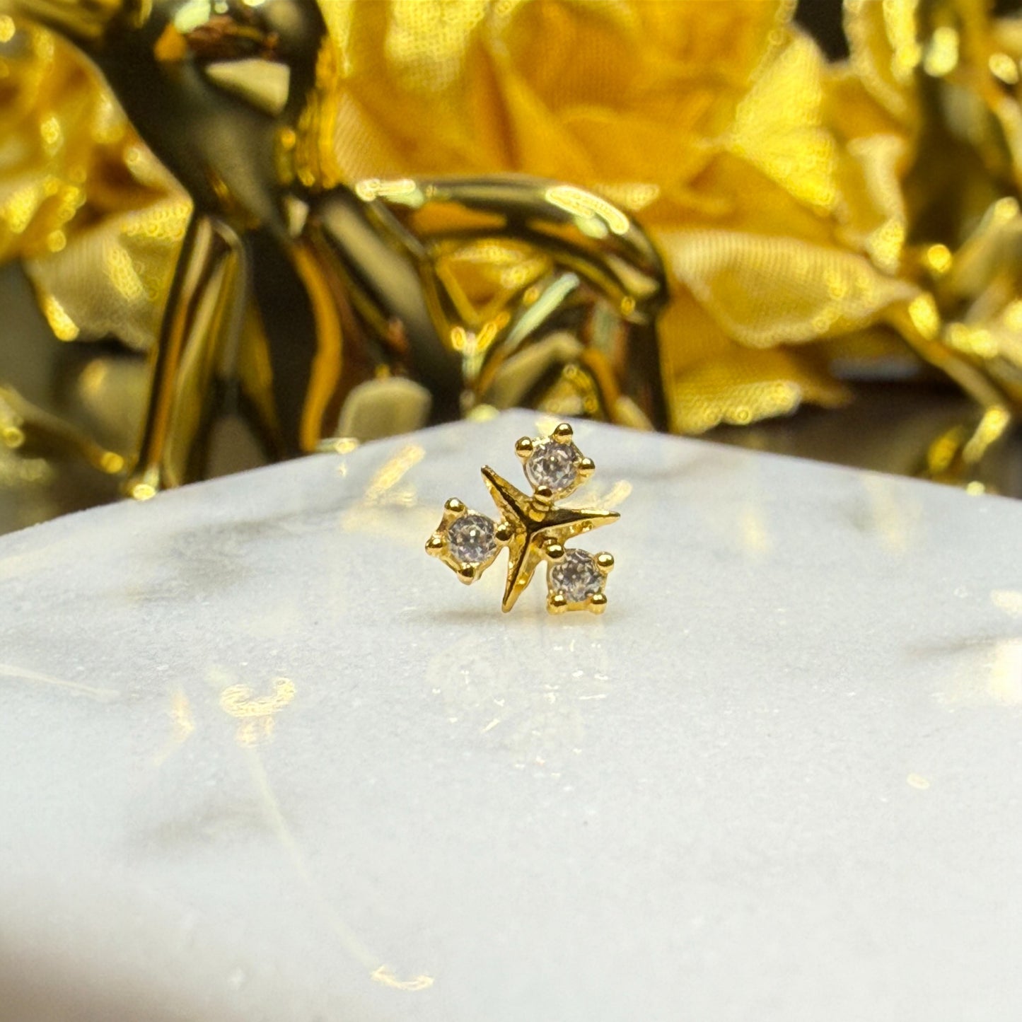 9ct Gold 3 Stone Nose Stud