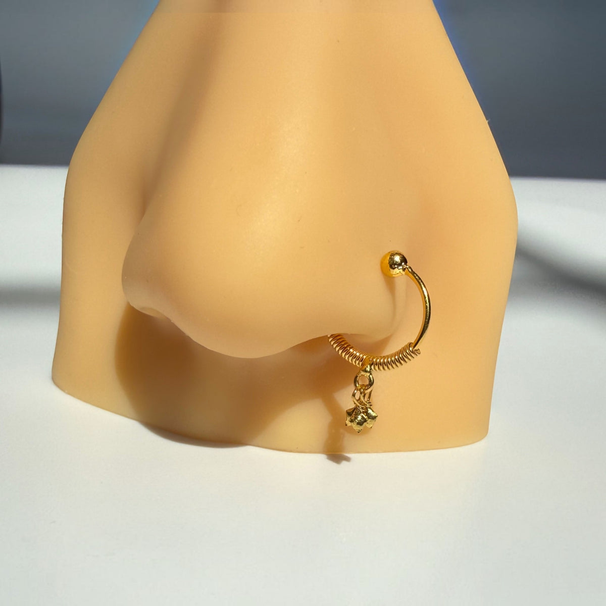 9ct Gold Diamond Dangle Nose Ring