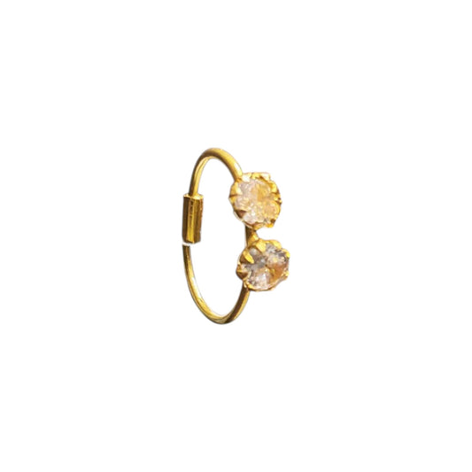9ct Gold Double Stone Nose Ring