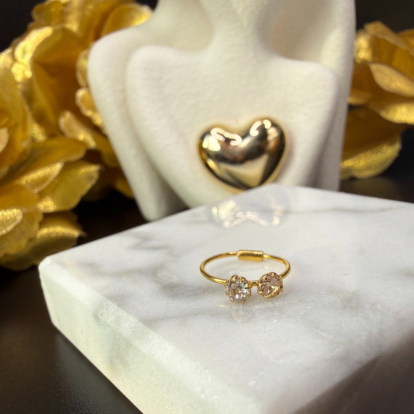 9ct Gold Double Stone Nose Ring