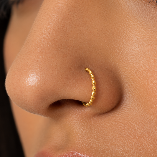 9ct Solid Gold Twisted Nose Ring – 9mm | NOOR Jewellery Collection