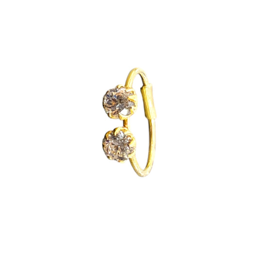 9ct Gold Double Stone Nose Ring