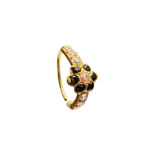 9ct Gold Black Flower Nose Ring