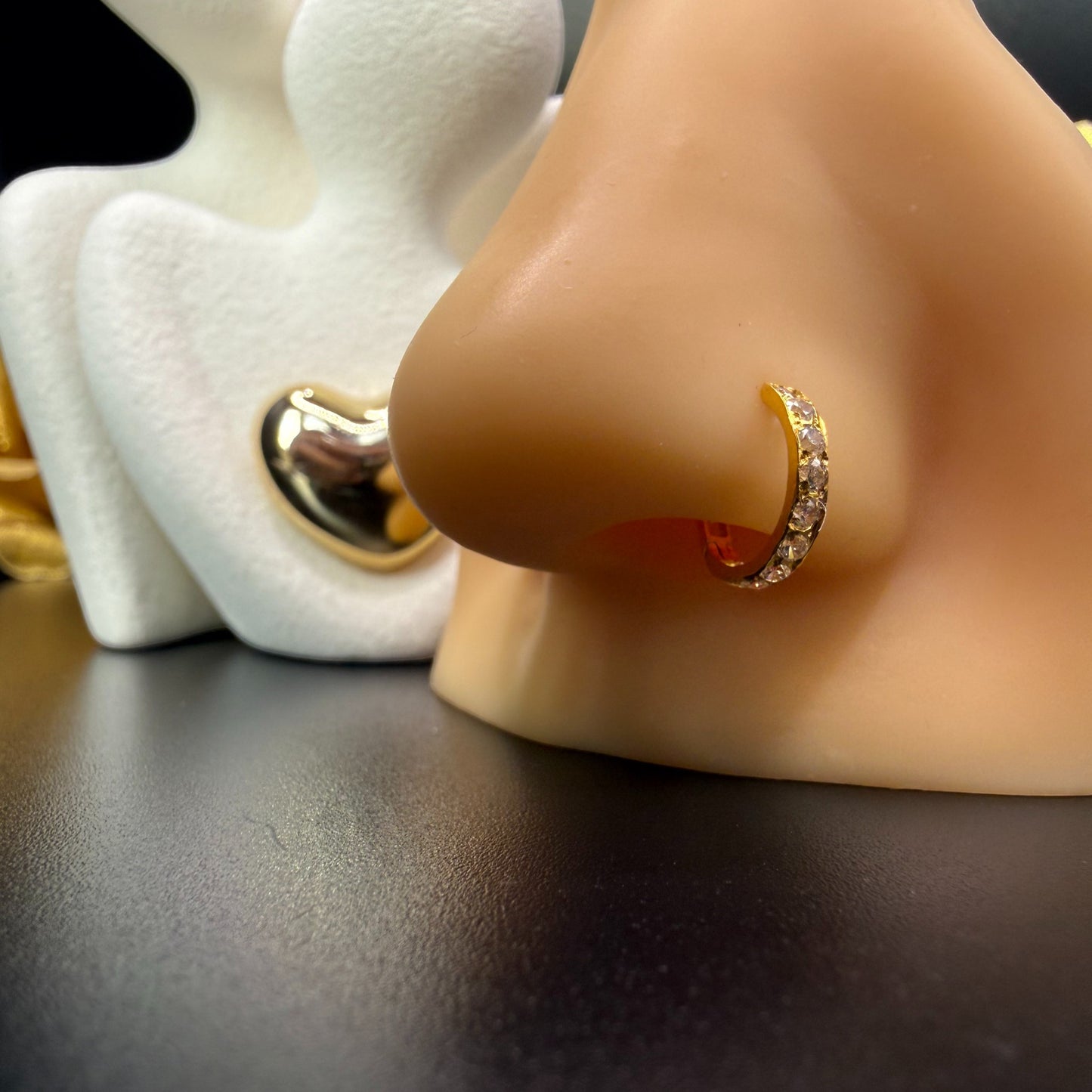 9ct Gold Channel Set Nose Ring