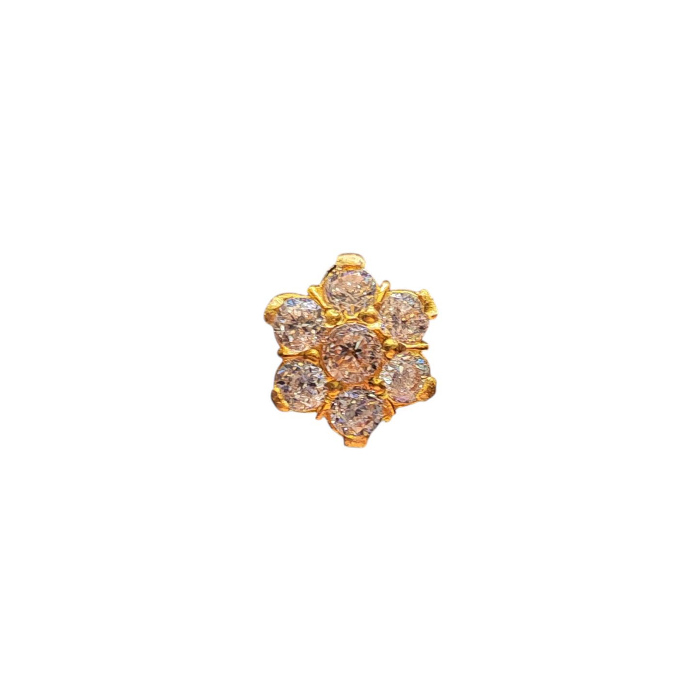 9ct Gold 7 Stone Flower Nose Stud Medium
