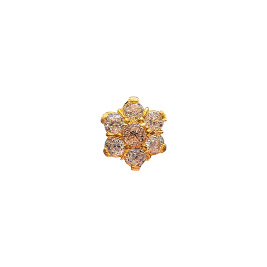 9ct Gold 7 Stone Flower Nose Stud Medium