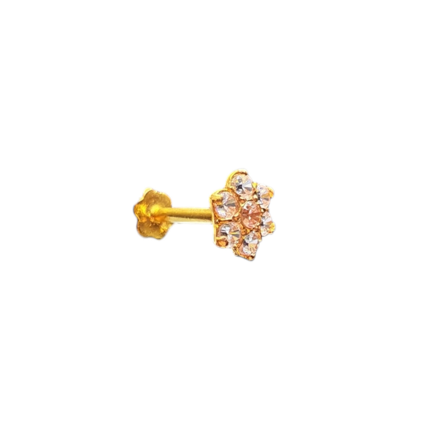 9ct Gold 7 Stone Flower Nose Stud Medium
