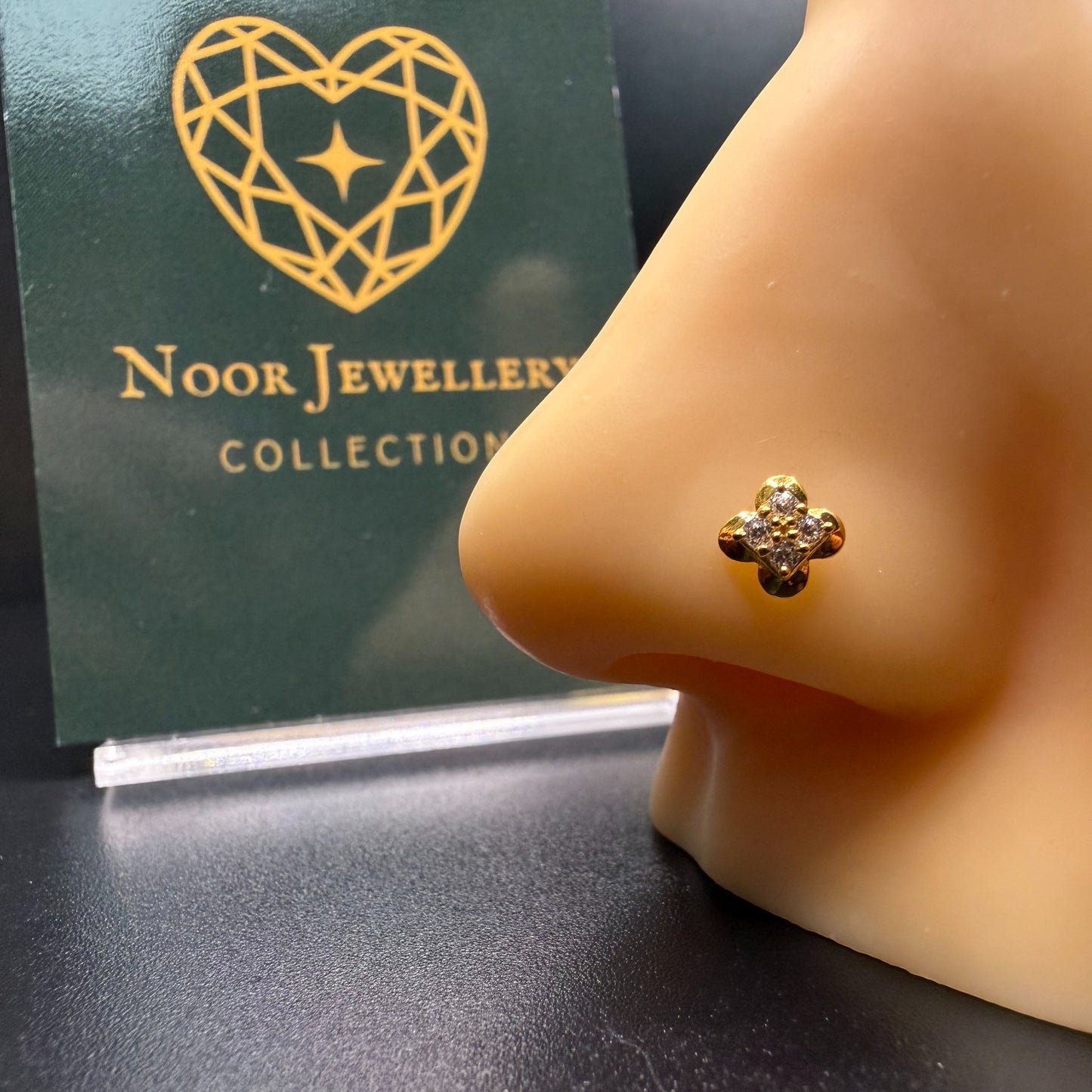 9ct Gold 4 Stone Nose Ring