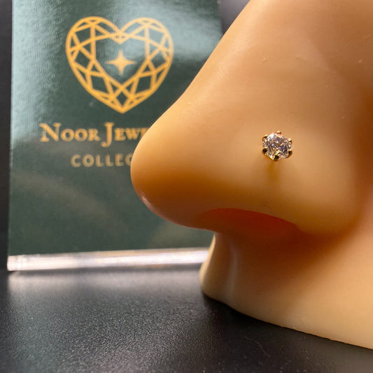 9ct Gold Single Stone Nose Stud