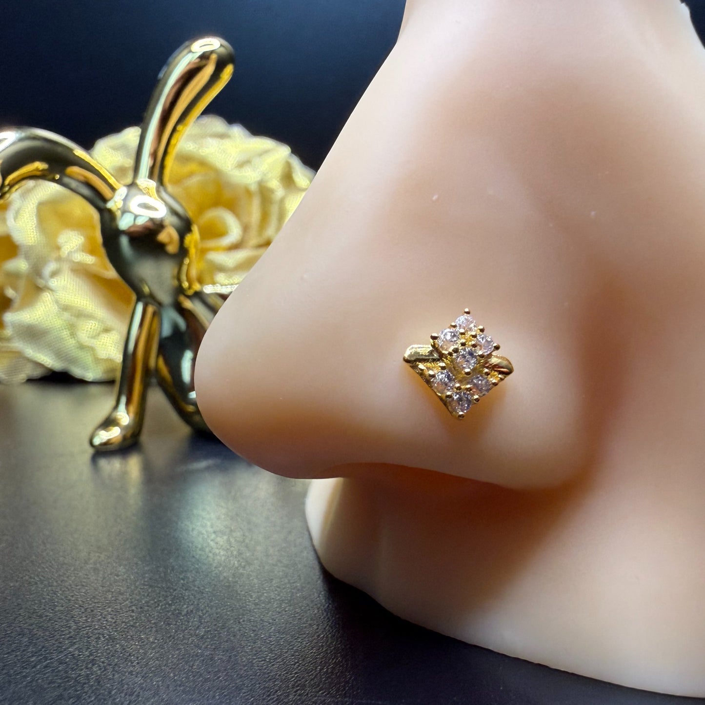 9ct Gold Dimond Shape Nose Stud