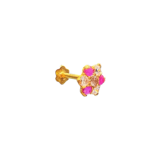 9ct Gold White & Pink 7 Stone Nose Stud