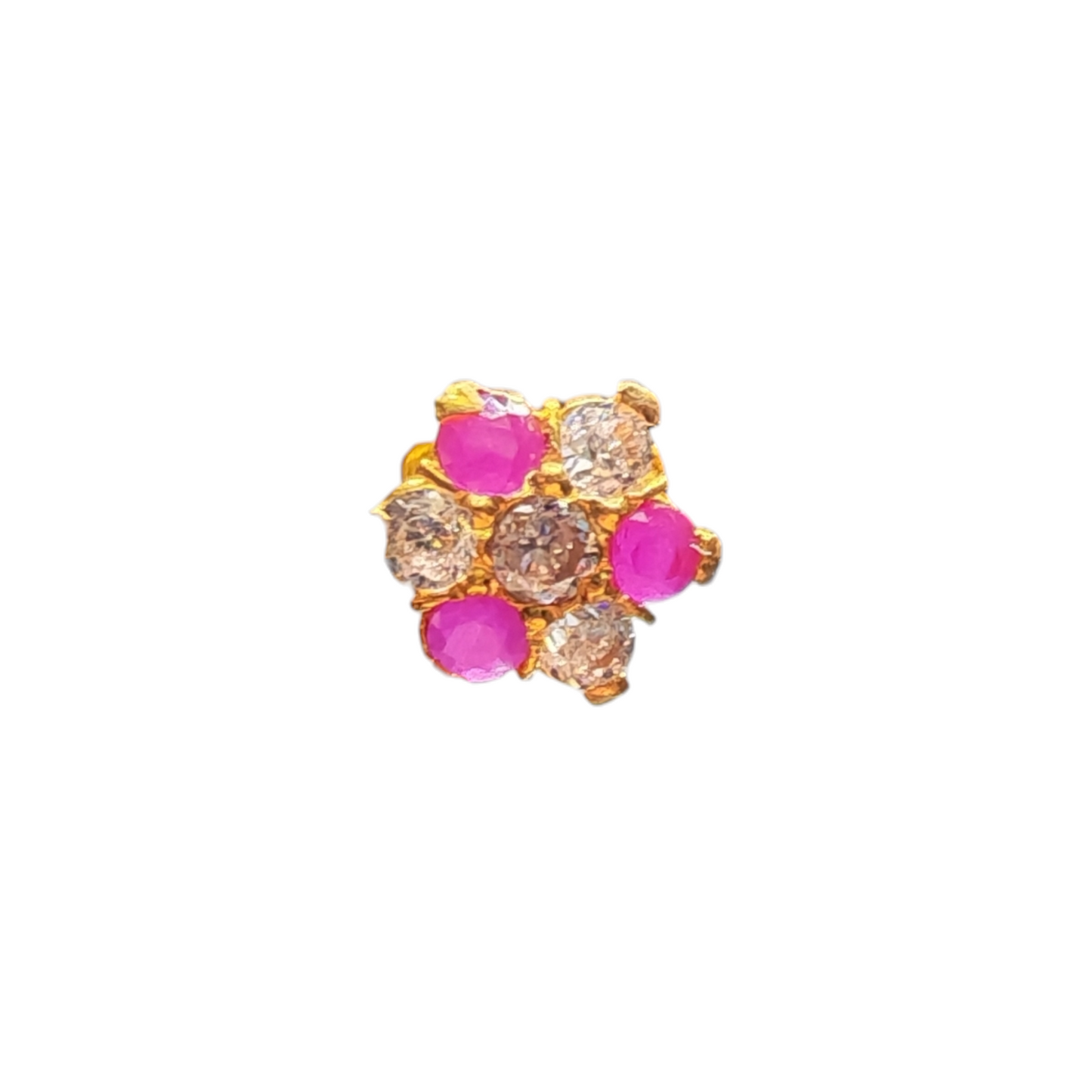 9ct Gold White & Pink 7 Stone Nose Stud