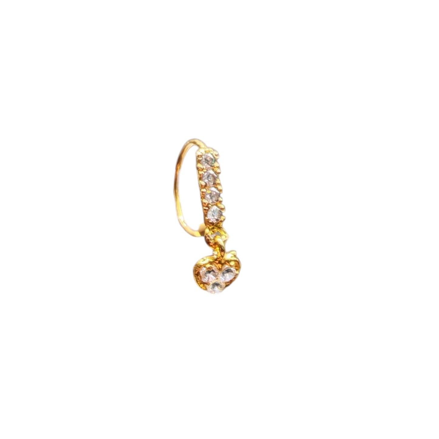 9ct Gold Dangly Love Heart Nose Ring