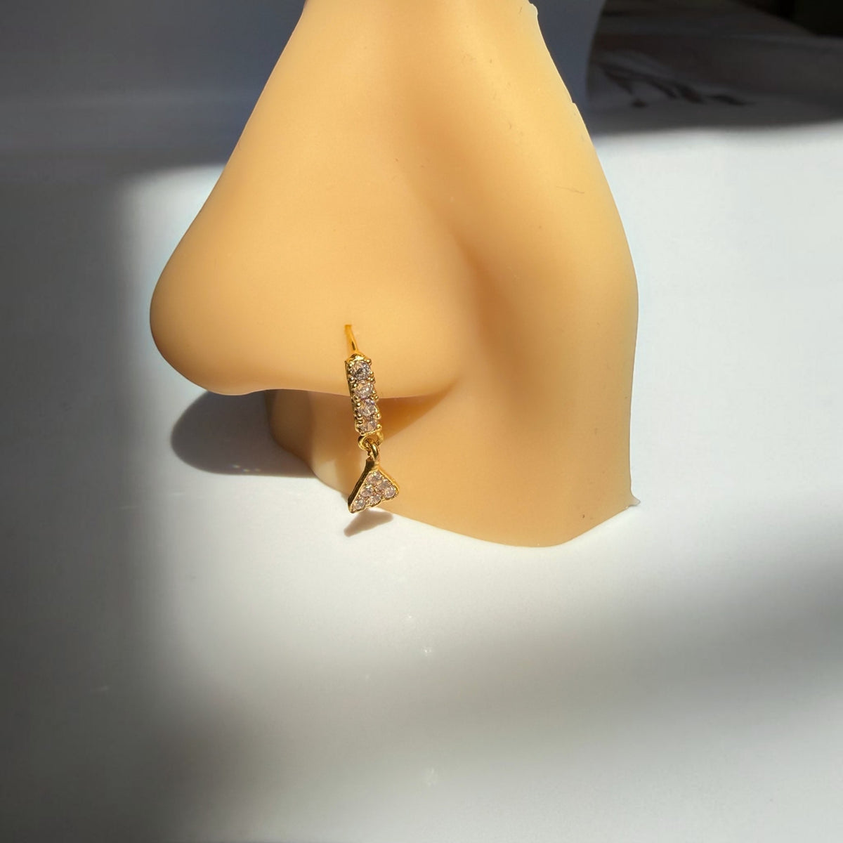 9ct Gold Triangle Dangle Nose Ring