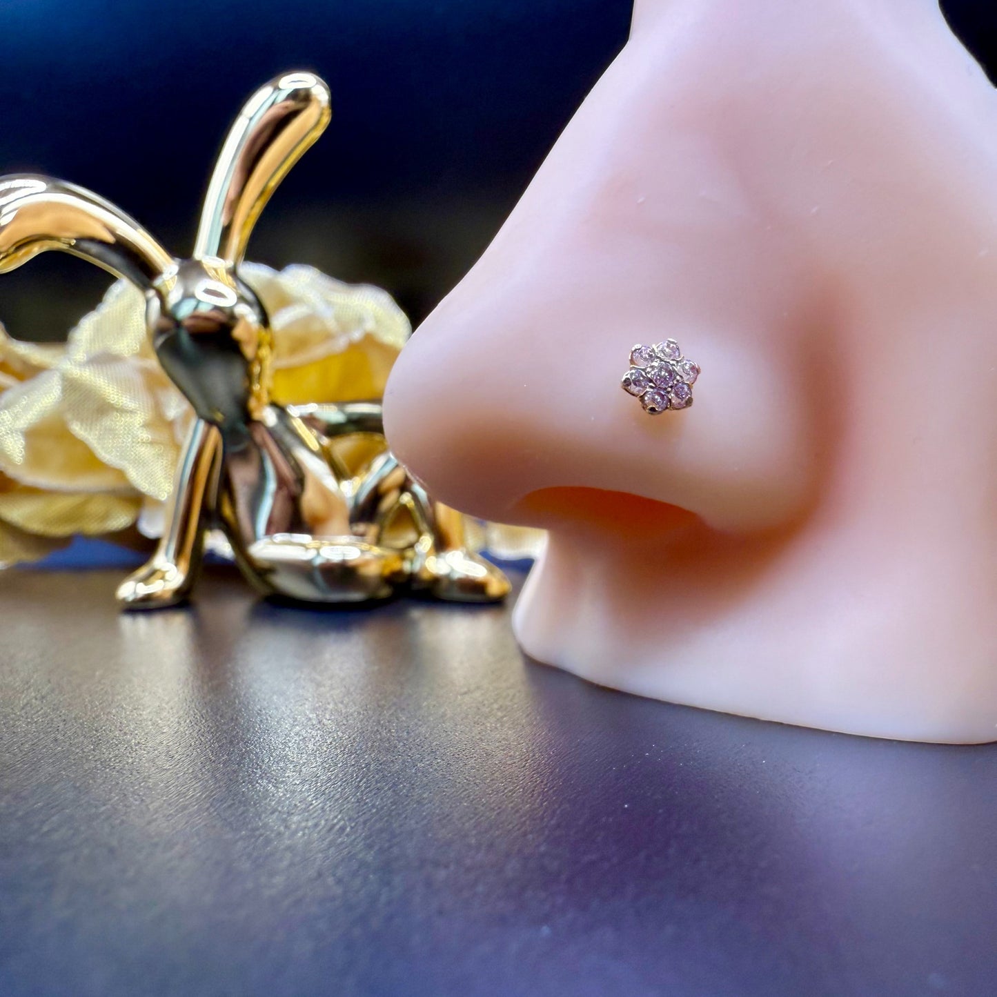 9ct Gold 7 Stone Nose Stud Small