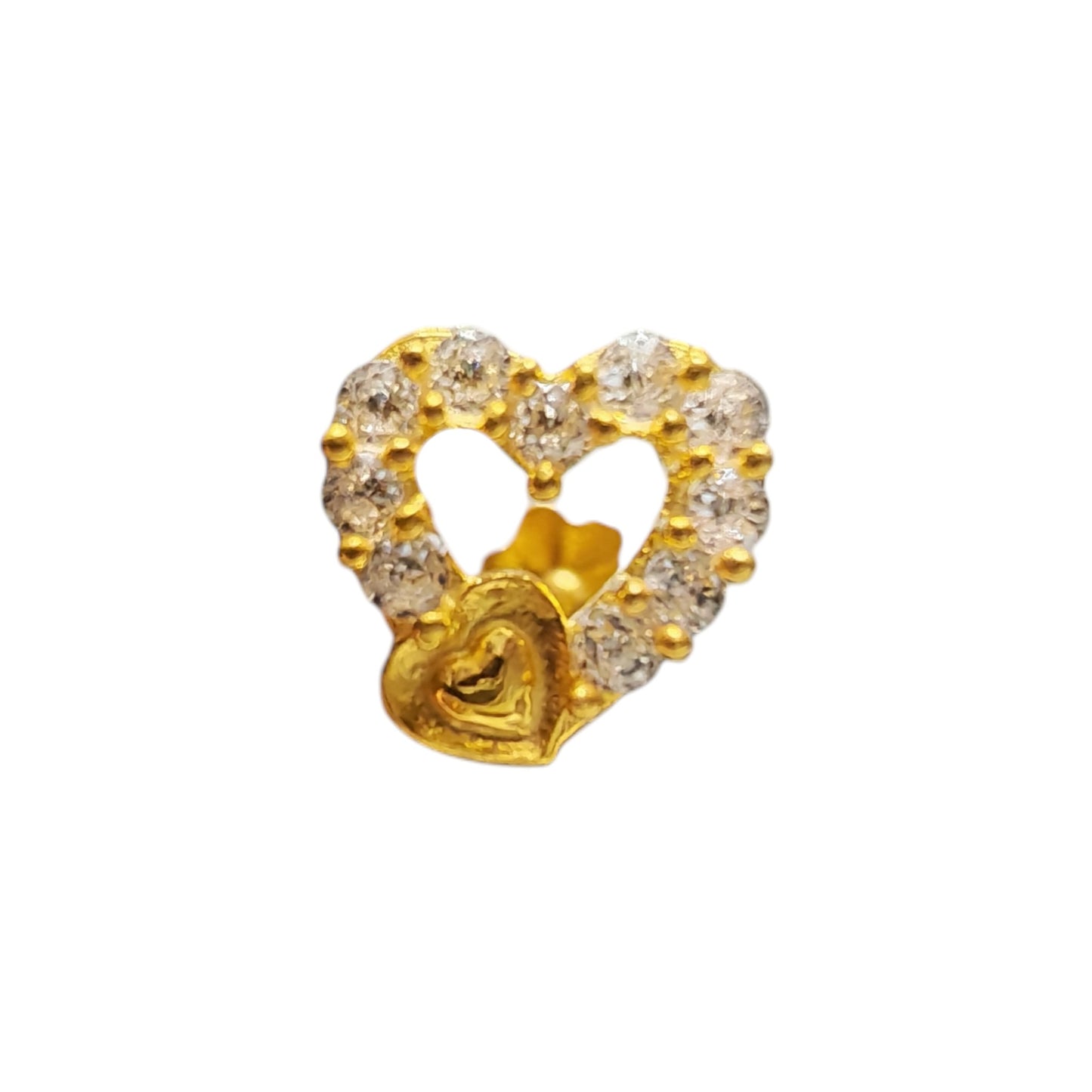 9ct Gold love Heart Nose Stud