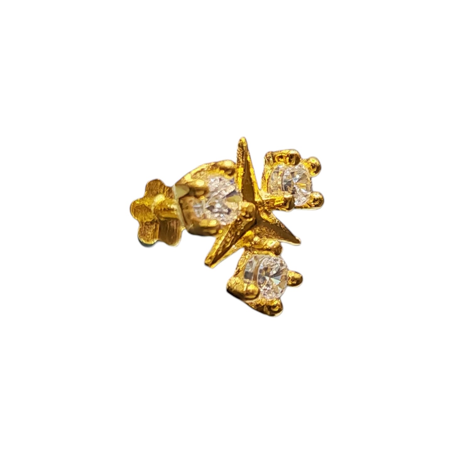 9ct Gold 3 Stone Nose Stud